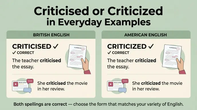Criticised or Criticized in Everyday Examples