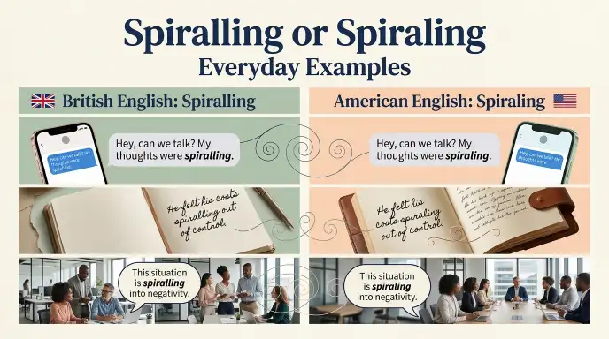 Spiralling or Spiraling in Everyday Examples