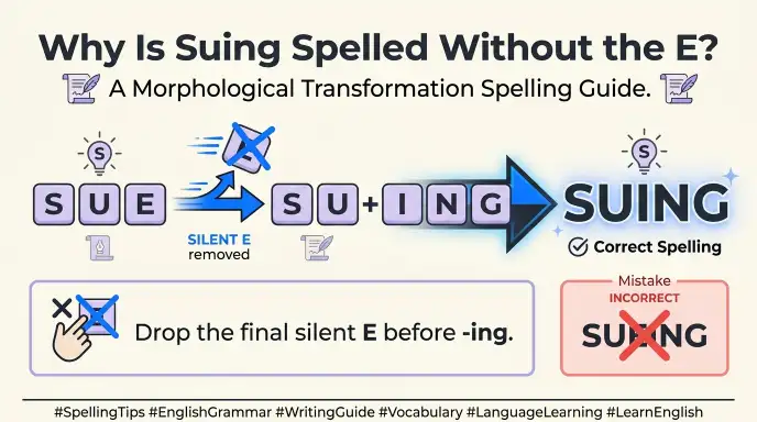 Why Is Suing Spelled Without the E?