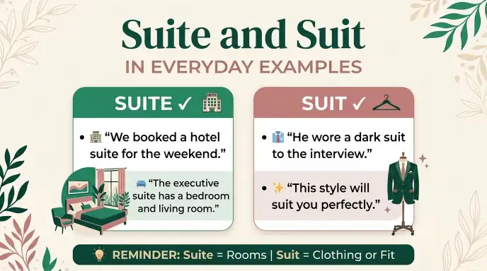 Suite and Suit in Everyday Examples
